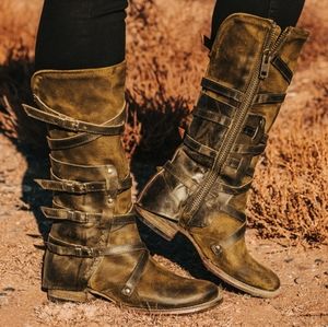 Freebird Olive Rylie Leather Boots Size 10